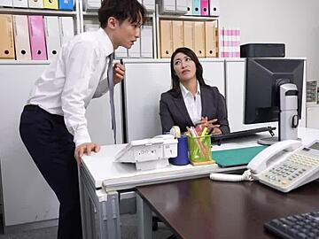 Dirty MILF Riko Kobayakawa Sucks and Fucks her way to a creampie fest for office minions